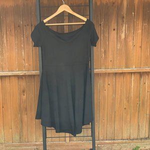 Scoop necked mini black dress